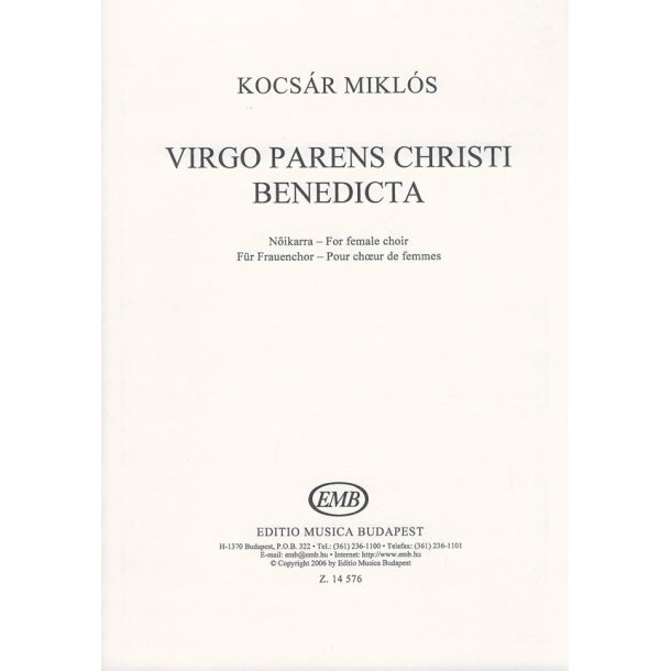 Virgo parens Christi benedicta f&uuml;r Frauenchor