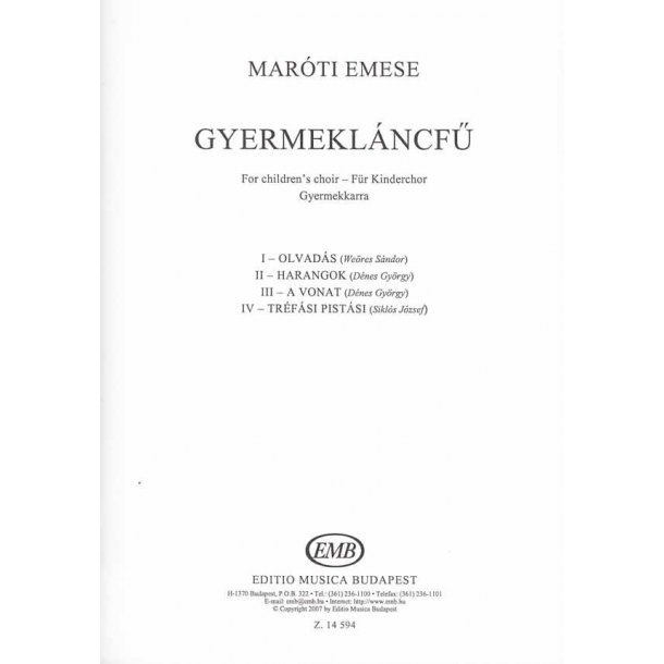 Gyermekl&aacute;ncf&uuml; for children's choir