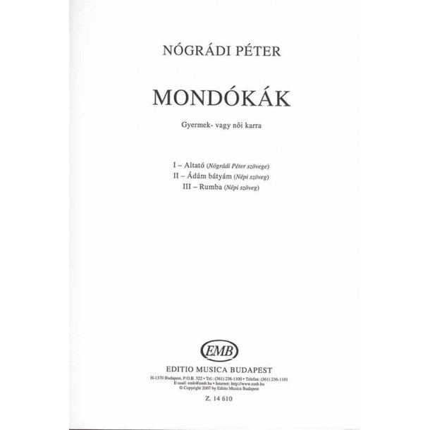 Mond&oacute;k&aacute;k gyermek- vagy n&ouml;i karra