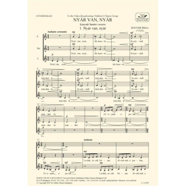 Nyar van, nyar : for children's choir