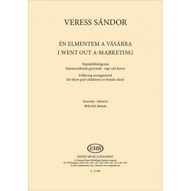 I went out a-marketing : Folksong arrangement for three part children's or female choir