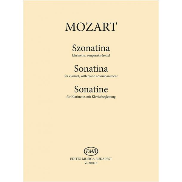 Sonatina for clarinet, with piano accompaniment : Transcription based on Divertimento No. 4 (KV 439b)