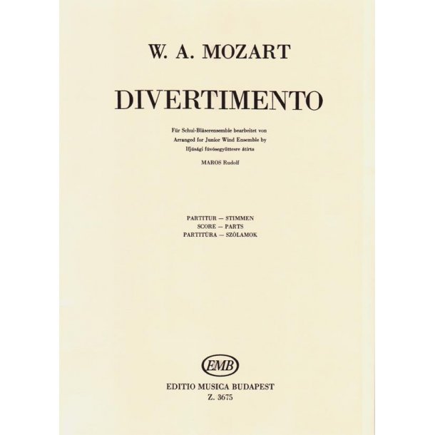 Divertimento (k.V. 207) f&uuml;r Schul-Bl&auml;serensZle : f&uuml;r Fl&ouml;te, Oboe, Klarinette, Horn und Fagott