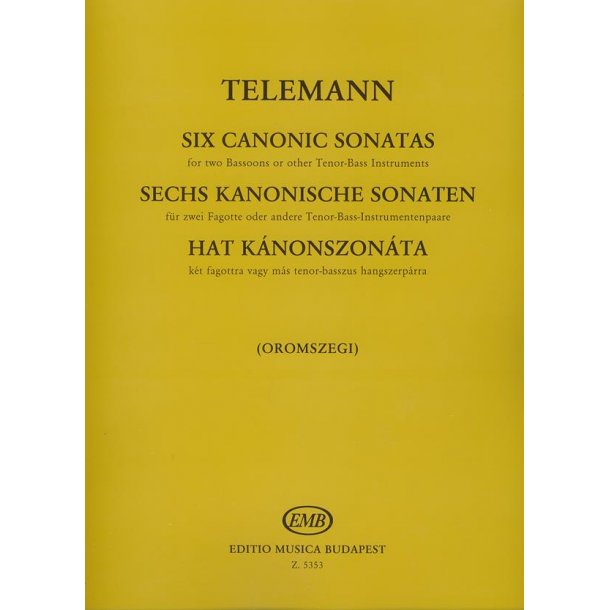 Sechs Kanonische Sonaten : f&uuml;r 2 Fagotte oder andere Tenor-Bass Instrumentenpaare