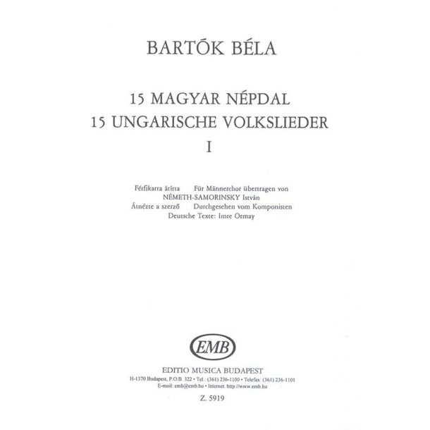 15 Ungarische Volkslieder I