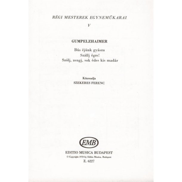 R&eacute;gi mesterek egynem&uuml;karai V5 : Upper Voices Collection