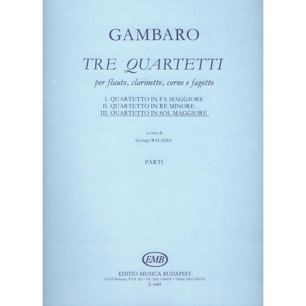 Tre quartetti per flauto, clarinetto, coro e fagot : III. Quartetto in sol maggiore