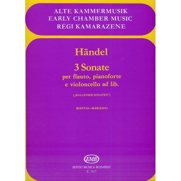 3 sonate : per flauto, pianoforte e violoncello ad. lib.