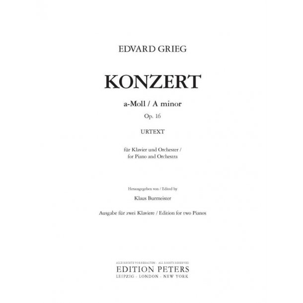 Piano Concerto A Minor Op. 16 : For Piano and Orchestra