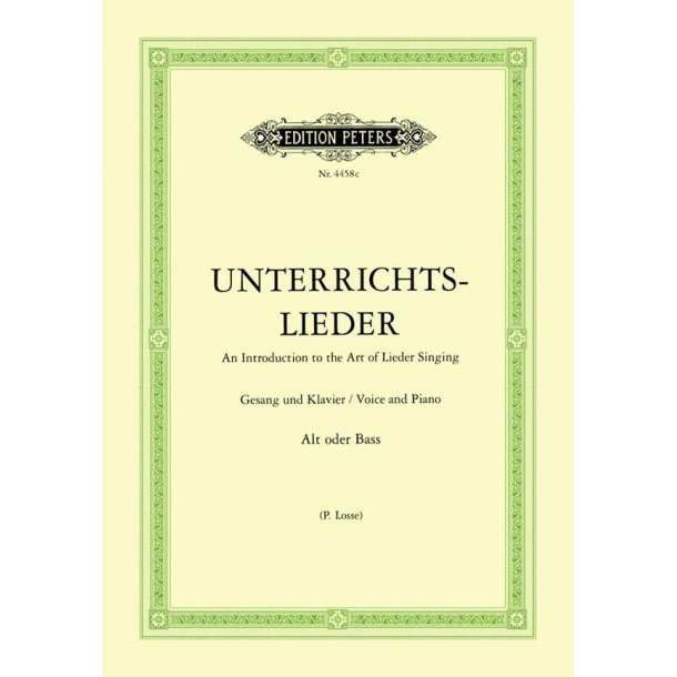 Unterrichtslieder - Ausgabe f&uuml;r tiefe Stimme : Eine Sammlung von 60 beliebten Liedern mit Klavierbegleitung
