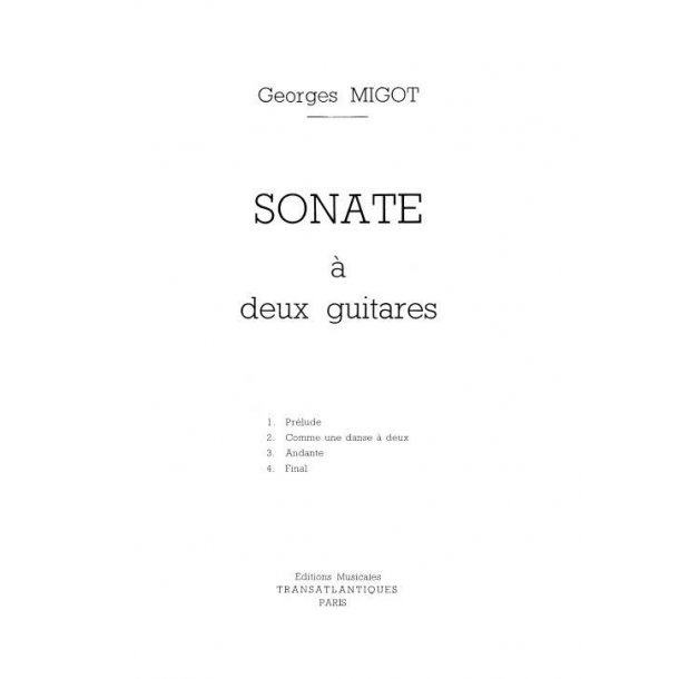 MIGOT SONATE FOR TWO GUITARS