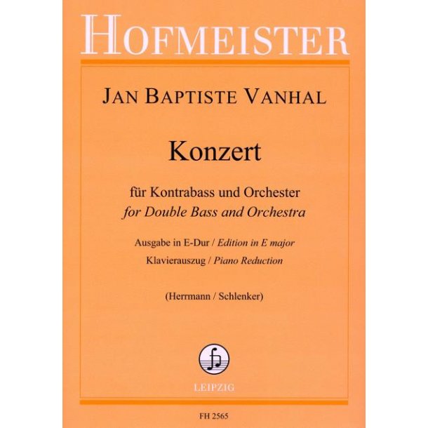 Jan Baptiste Vanhal: Concerto In E (Double Bass and Piano)