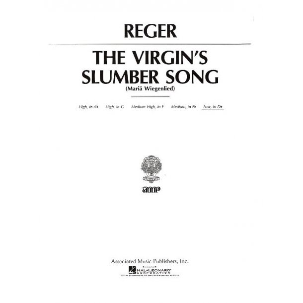 Max Reger: Virgin's Slumber Song Op.76 No.52 (D Flat)