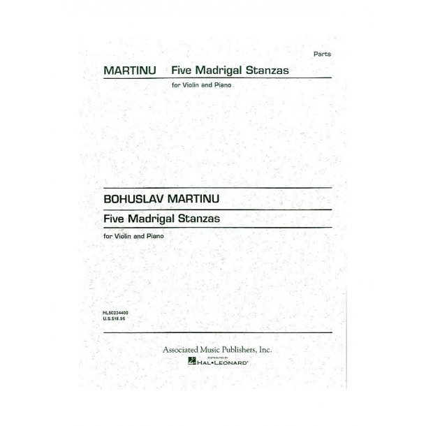 Bohuslav Martinu: Five Madrigal Stanzas