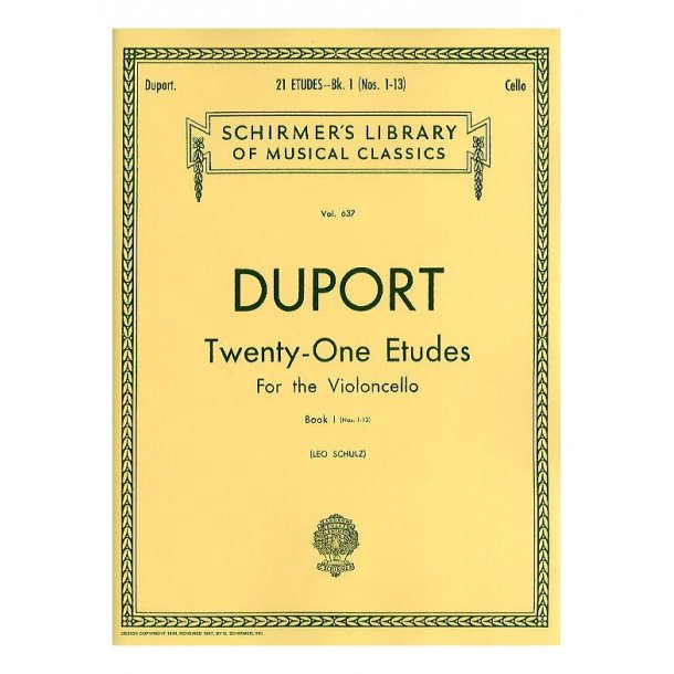 Jean-Louis Duport: 21 Etudes For Solo Cello Book 1 (Nos. 1-13)