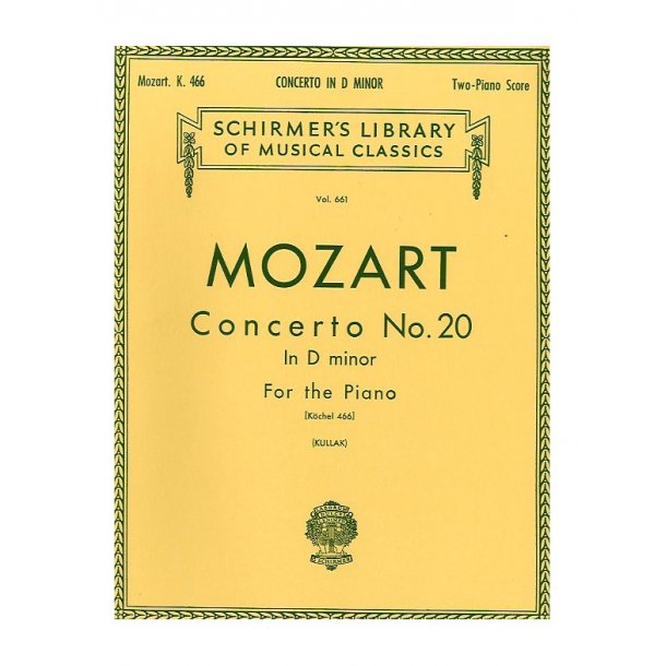W.A. Mozart: Piano Concerto No. 20 In D Minor K.466 (2 Piano Score)