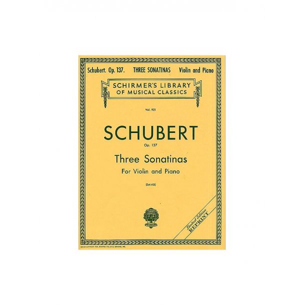 Franz Schubert: Three Sonatinas For Violin And Piano Op.137