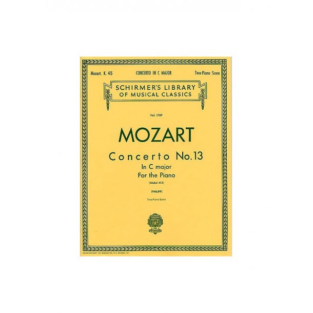 W.A. Mozart: Piano Concerto No.13 In C K.415 (2 Piano Score)