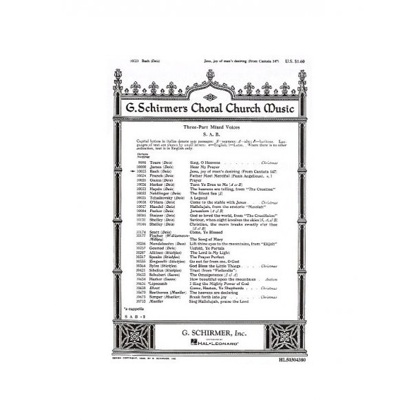 J.S. Bach: Jesu, Joy Of Man's Desiring (SAB)