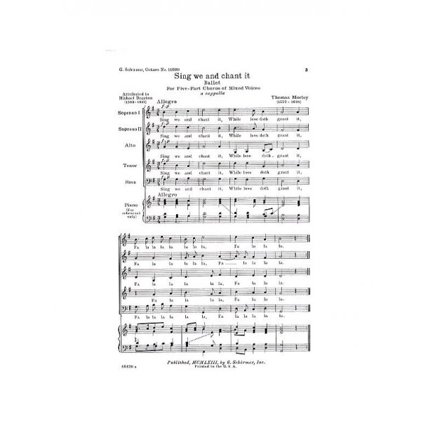Thomas Morley: Sing We And Chant It