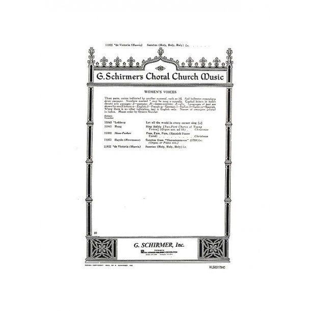 Tomas Luis De Victoria: Sanctus (SSA)