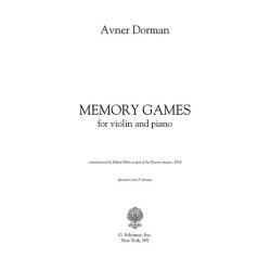 Avner Dorman: Memory Games (For Violin And Piano)