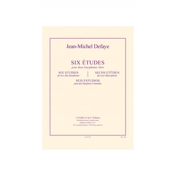 Defaye J.M. 6 Etudes 2 Alto Saxophones Book