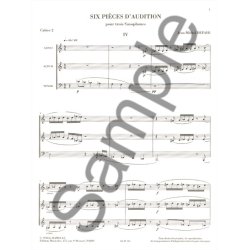 Defaye J.M. 6 Pieces D'audition Cahier 2 3 Saxophones Score/Parts