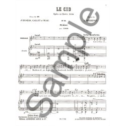 Massenet Jules Cid Air No.13 Priere Tenor Solo & Piano Book