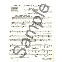 Francis Poulenc: 3 Chansons de Federico Garcia Lorca (med) (Voice & Piano)