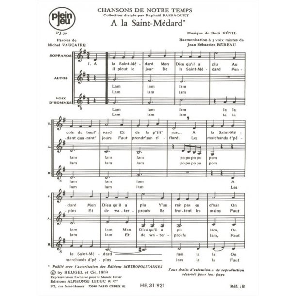 Revil Vaucaire Chansons De Notre Temps Pj59 A La St Medard 3 Part