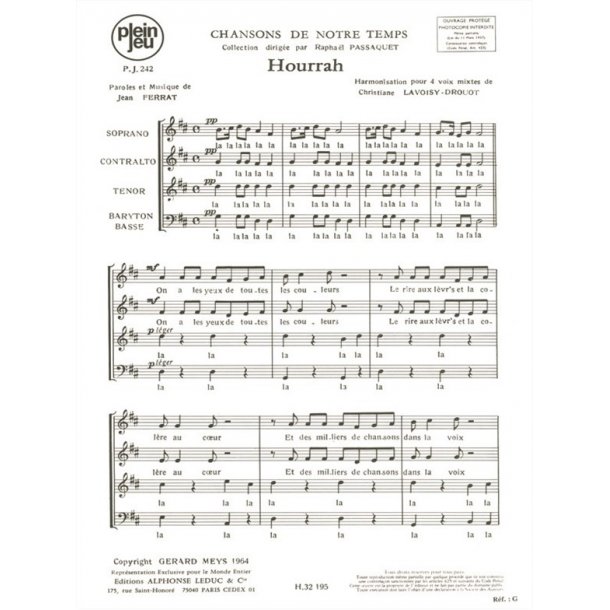 Ferrat Passaquet Chansons De Notre Temps Pj242 Hourrah 4 Part