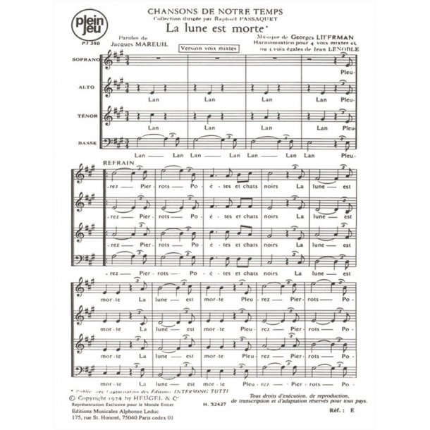 Georges Liferman: The Moon is dead (SATB)