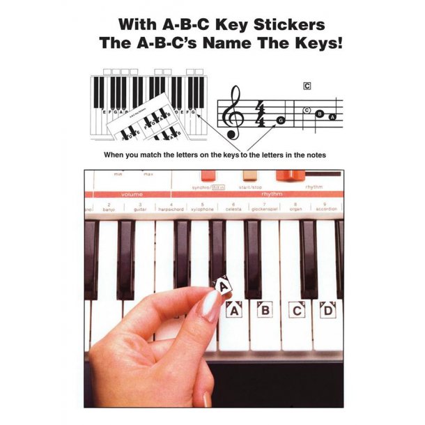 ABC klaver/keyboard klistermrker/stickers - nodenavne til tangenterne