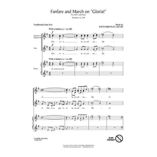 Fanfare and March on Gloria!