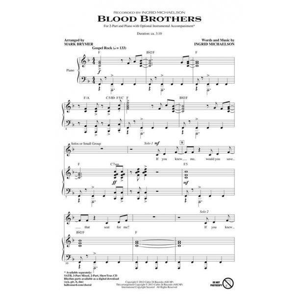 Ingrid Michaelson: Blood Brothers (Arr. Brymer) (2-Part)