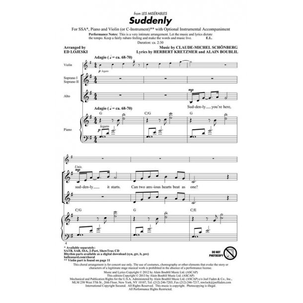Suddenly : from Les Mis&eacute;rables the Movie