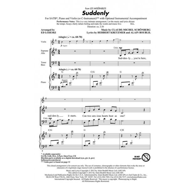 Suddenly : from Les Mis&eacute;rables the Movie