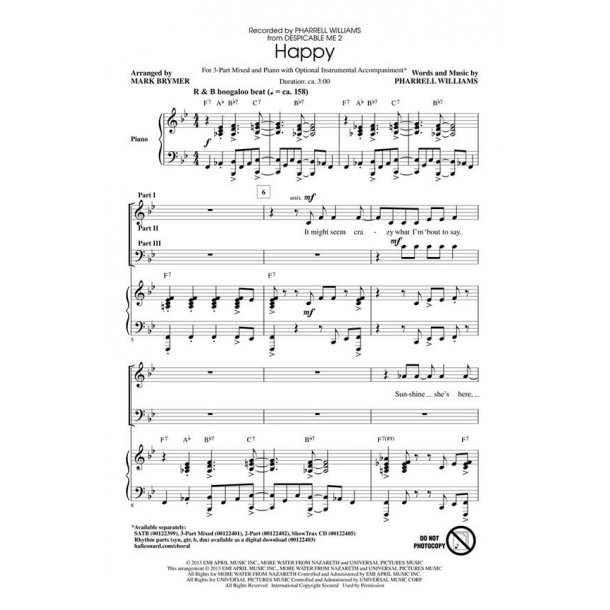 Williams Happy (Brymer) 3pt Mix Chor
