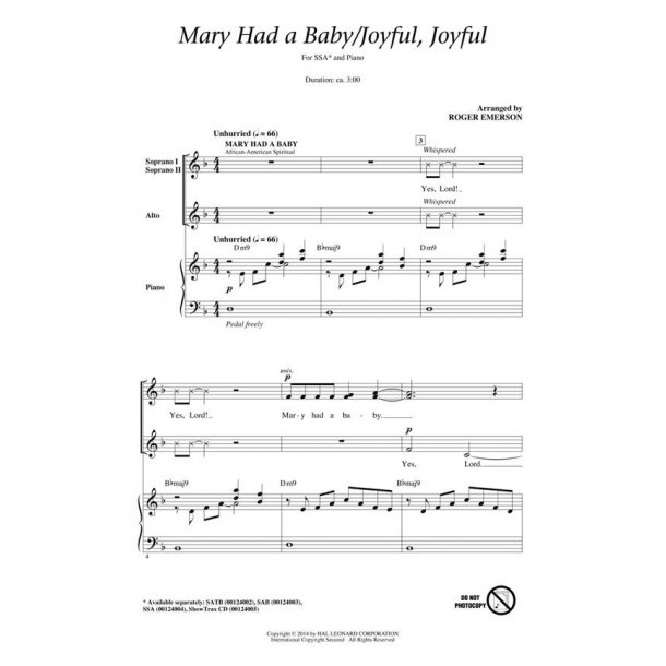 Mary Had a Baby/Joyful, Joyful