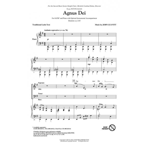 Agnus Dei : (from Petite Mass)