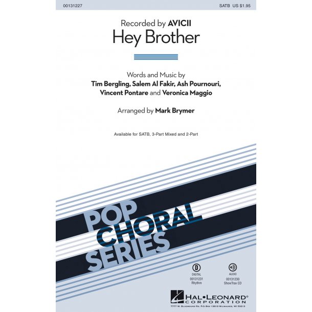 Avicii Hey Brother (Arr Brymer Mark) Satb Choral