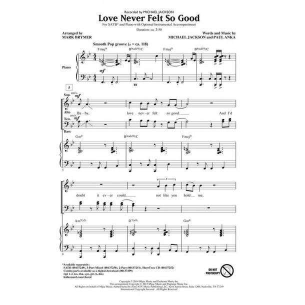 Michael Jackson: Love Never Felt So Good (Arr. Brymer) (ShowTrax CD)