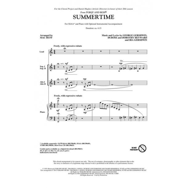 Summertime : from Porgy and Bess