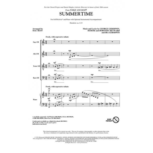 Summertime - from Porgy and Bess ShowTrax CD : ShowTrax CD