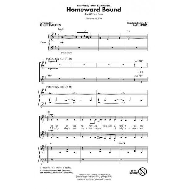 Paul Simon: Homeward Bound (SSA Songbook)