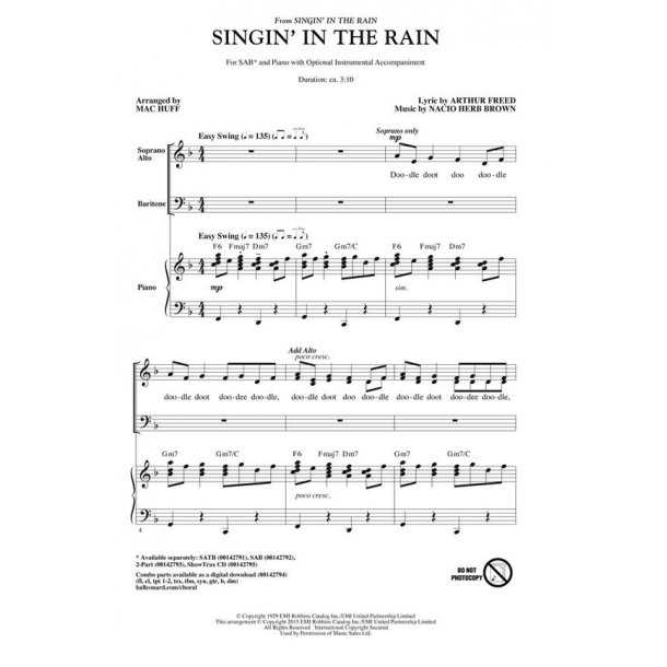 Singin' In The Rain (SAB, arr. Huff)