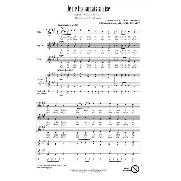 Je ne fus jamais si aise