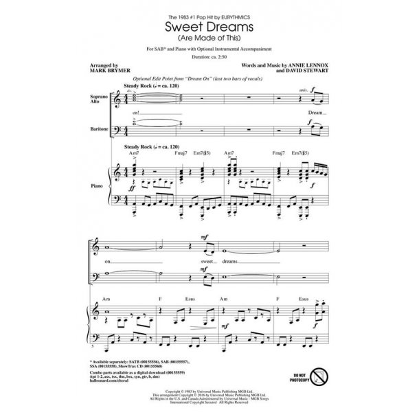 Eurhythmics: Sweet Dreams (SSA Songbook)