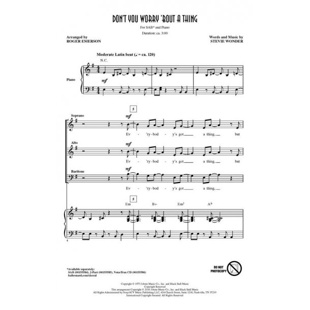 Stevie Wonder: Don't You Worry 'Bout A Thing (Arr. Roger Emerson) - VoiceTrax CD